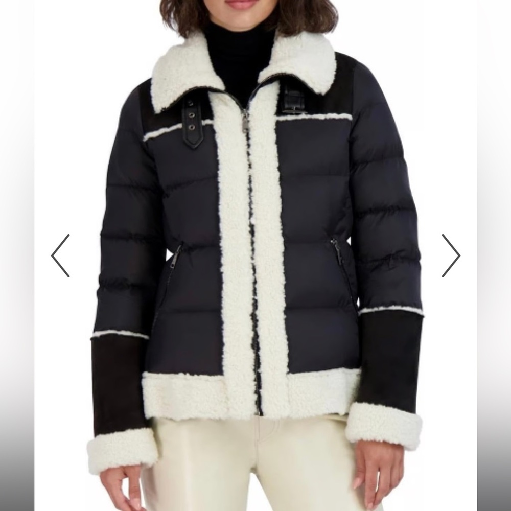 Black / Cream Tahari Puffer - Sherpa
